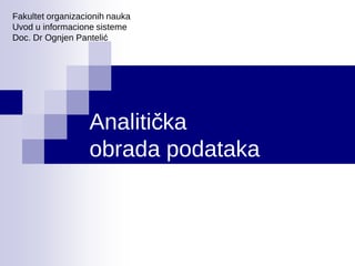 Analitička obrada podataka