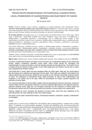 Pravni okvir regulisanja i ostvarivanja ljudskih prava