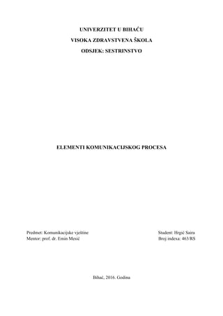 Elementi komunikacijskog procesa