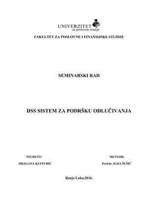 DSS sistem za podršku odlučivanja