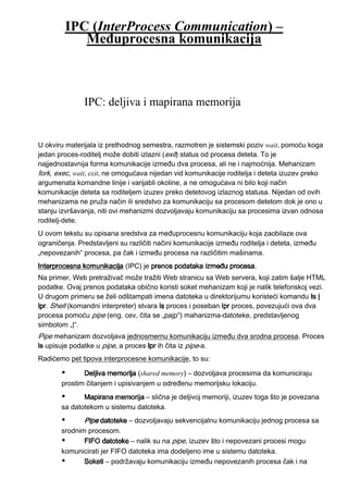 IPC-deljiva i mapirana memorija
