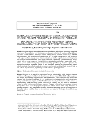 Primena kompjuterskih programa u rešavanju praktičnih situacija prilikom projektovanja raskrsnica i parkiranja