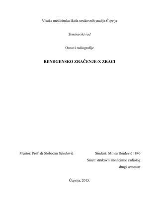 Rengendsko zračenje -X zraci