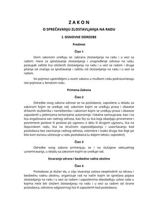 Zakon o sprečavanju zlostavljanja na radu