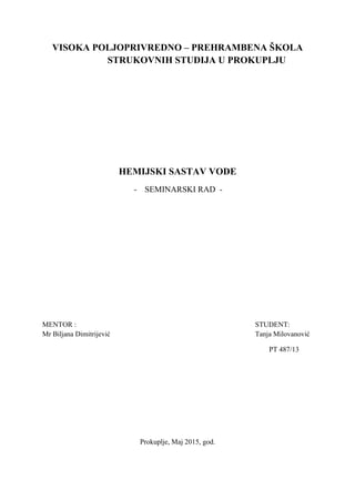 Hemijski sastav vode