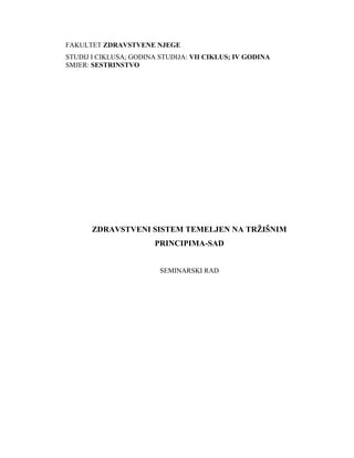 Zdravstveni sistem temeljen na tržišnim principima-SAD