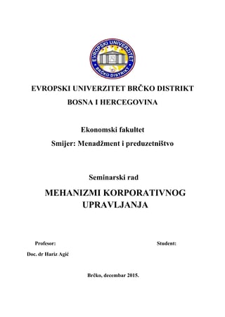 Mehanizmi korporativnog upravljanja