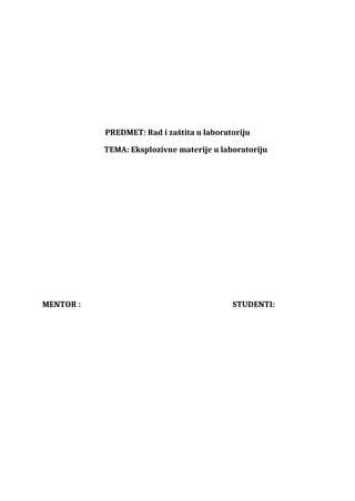 Eksplozivne materije u  laboratoriju