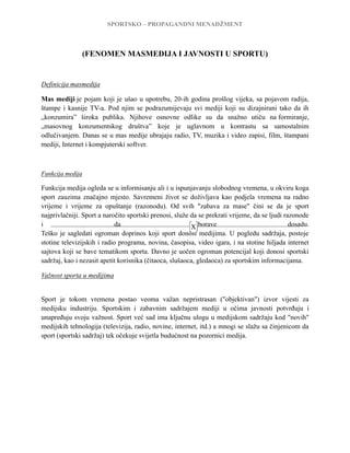Masmediji i javnost u sportu