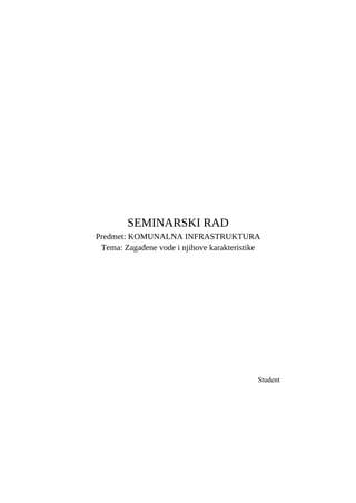 Zagađene vode i njihove karakteristike