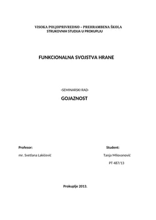 Funkcionalna svojstva hrane: gojaznost