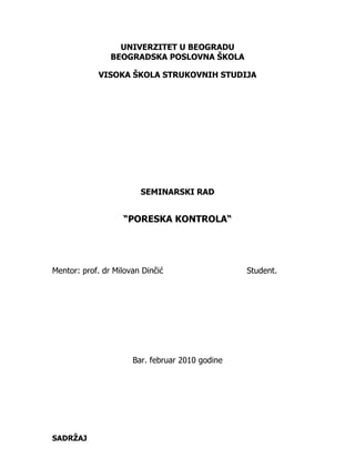 Poreska kontrola