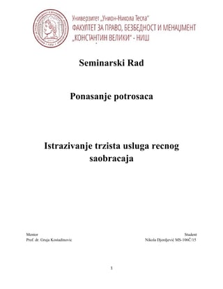 Istraživanje usluga rečnog saobraćaja