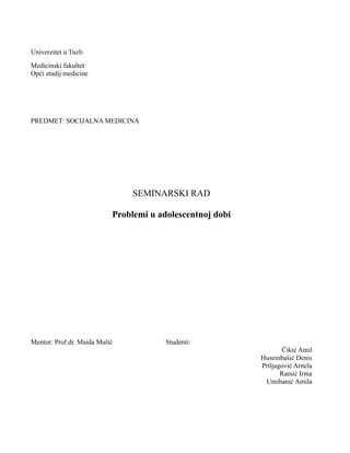 Problemi u adolescentskoj dobi