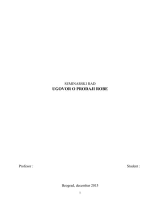 Ugovor o prodaji robe