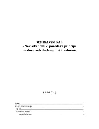 Novi eonomski poredak i principi medjunarodnih ekonomskih odnosa