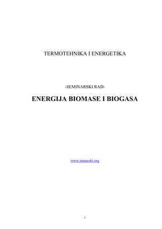 Energija biomase i biogasa