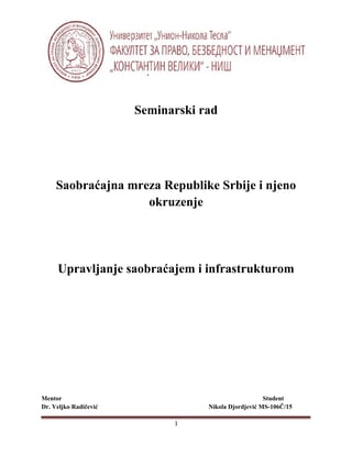 Saobraćajna mreža Republike Srbije i njeno okruženje