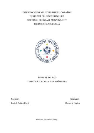 Sociologija Menadžmenta