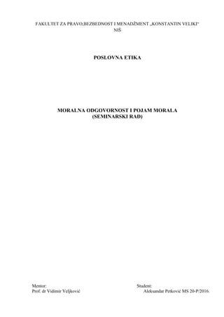 Moralna odgovornost i pojam morala