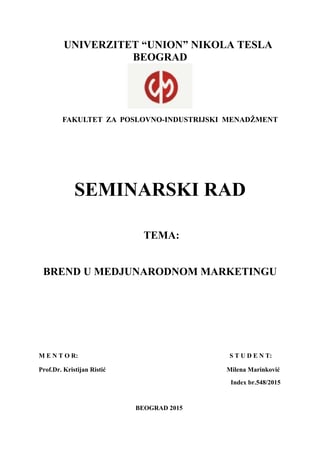 Brend u međunarodnom marketingu