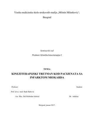 Kineziterapijski tretman kod pacijenata sa infarkt miokardom