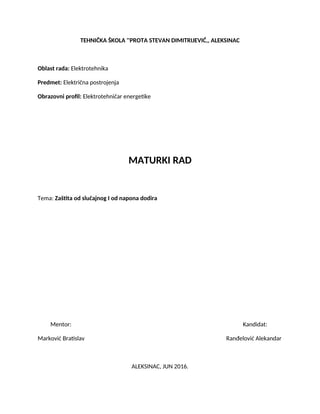 Zaštita od slučajnog i od napona dodira