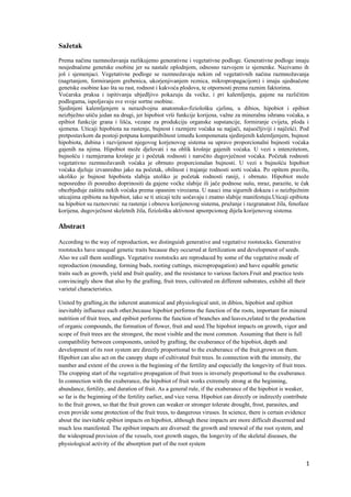 Delovanje podloga na vegetativni rast, rodnost i kvalitet plodova jabuke