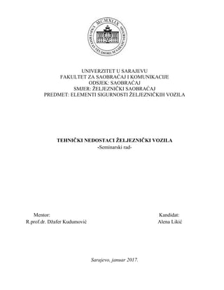 Tehnički nedostaci zelezničkih vozila