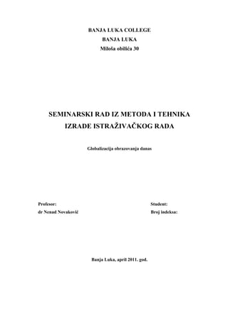 Globalizacija obrazovanja danas