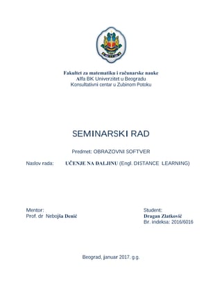 Učenje na daljinu (distance learning)