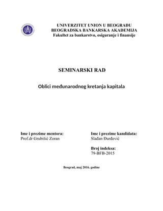 Oblici međunarodnog kretanja kapitala