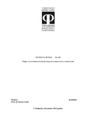 Ustavnopravni okvir lokalne samouprave u Crnoj Gori