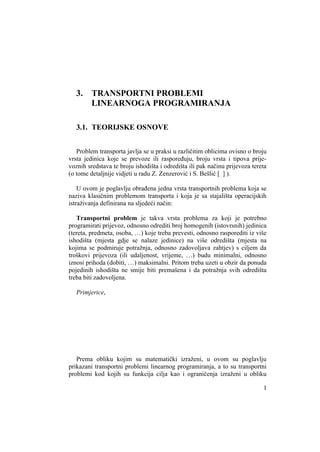 Transportni problemi linearnog programiranja