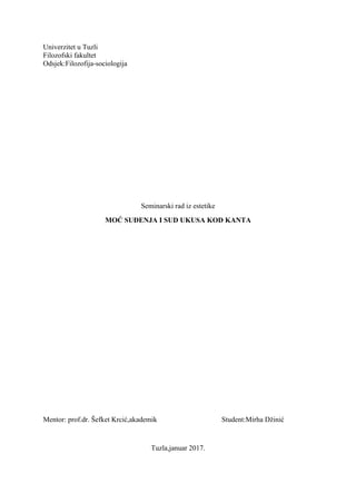 Moć suđenja i sud ukusa kod Kanta