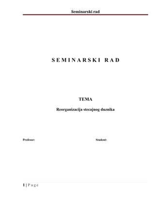 Reorganizacija stečajnog dužnika