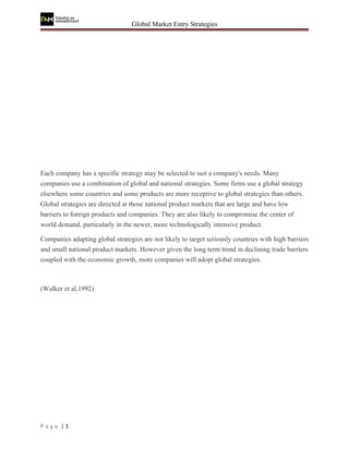 Global Market Entry Strategies