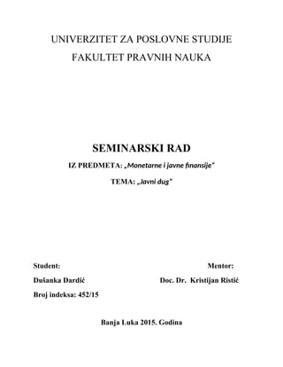 Javni dug: seminarski rad