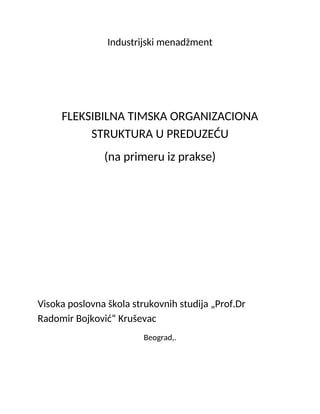 Fleksibilna timska organizaciona struktura u preduzeću