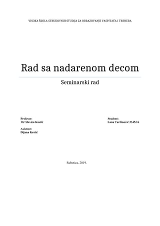 Osobine ličnosti darovite dece