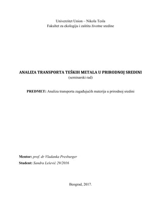Analiza transporta teških metala u prirodnoj sredini