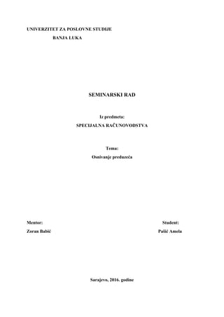 Osnivanje preduzeća