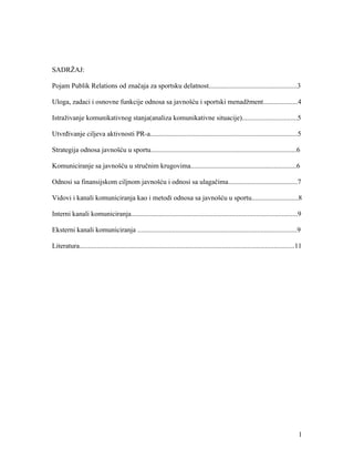 Odnosi sa javnošću u sportskom menadžmentu