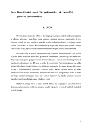 Uslovi za uspostavljanje deviznog tržišta