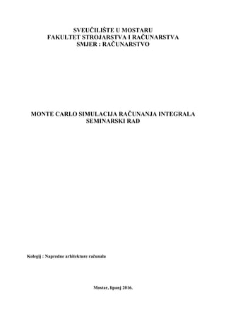 Monte Carlo simulacija računanja integrala