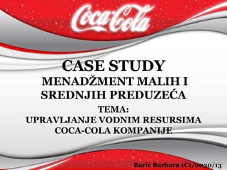 Upravljanje vodnim resursima Coca-Cola kompanije