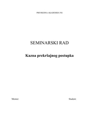 Kazna prekršajnog postupka