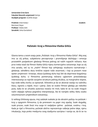 Početak i kraj u filmovima Vlatka Gilića