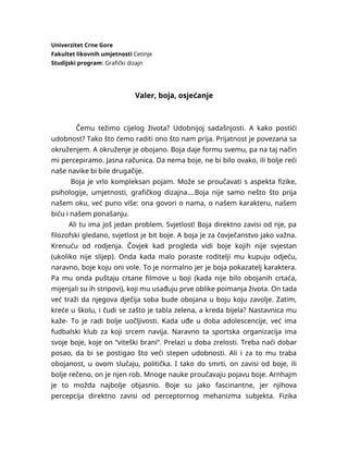 Valer, boja, osjećanje