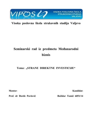 Strane direktne investicije